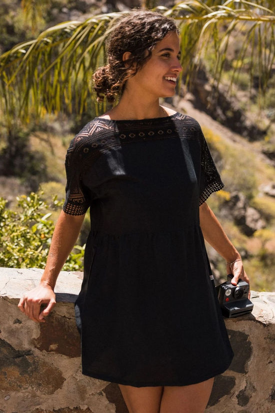 Passenger Womens Sono Linen Smock Dress Black