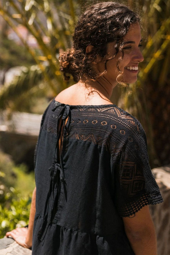 Passenger Womens Sono Linen Smock Dress Black