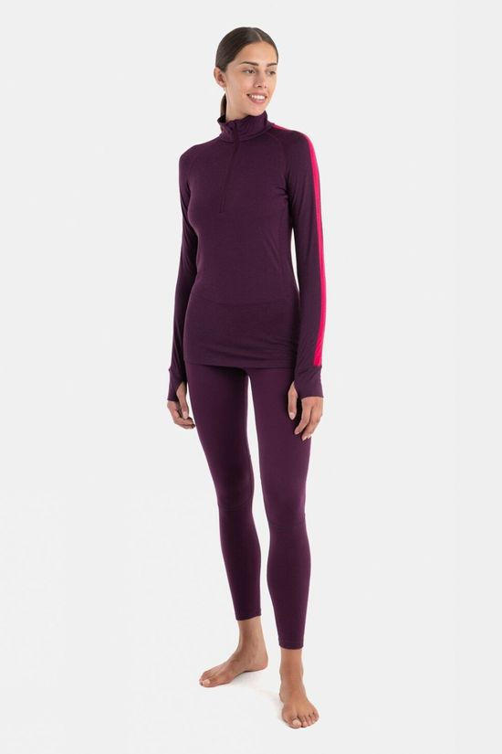 Icebreaker Womens Zoneknit 200 Half Zip Base Layer Nightshade/Electronpnk/Cb