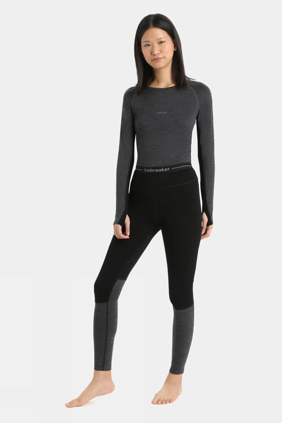 Icebreaker Womens 200 Zoneknit Merino Thermal Leggings Black/Jet Hthr/Cb