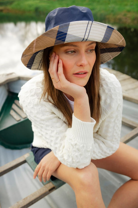 Barbour Womens Annie Bucket Hat Navy/Hessian
