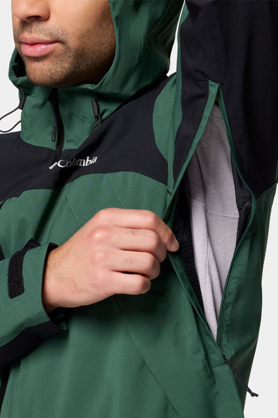 Columbia Mens Boulder Falls Jacket  Rain Forest, Black