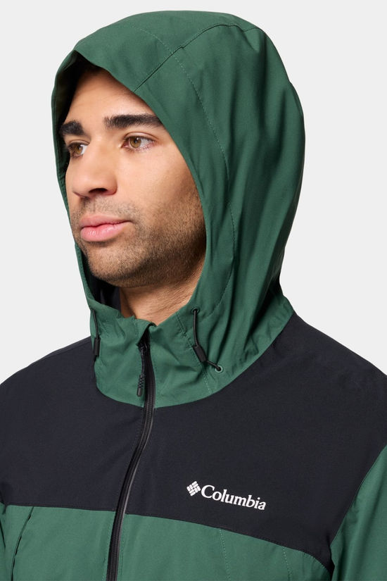 Columbia Mens Boulder Falls Jacket  Rain Forest, Black