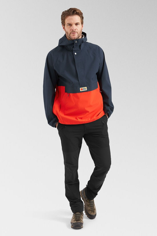 Fjallraven Mens Vardag Hydratic Anorak Dark Navy-Flame Orange