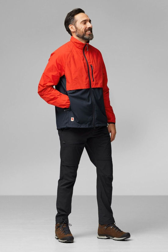 Fjallraven Mens HC Hybrid Wind Jacket  Dark Navy-Flame Orange
