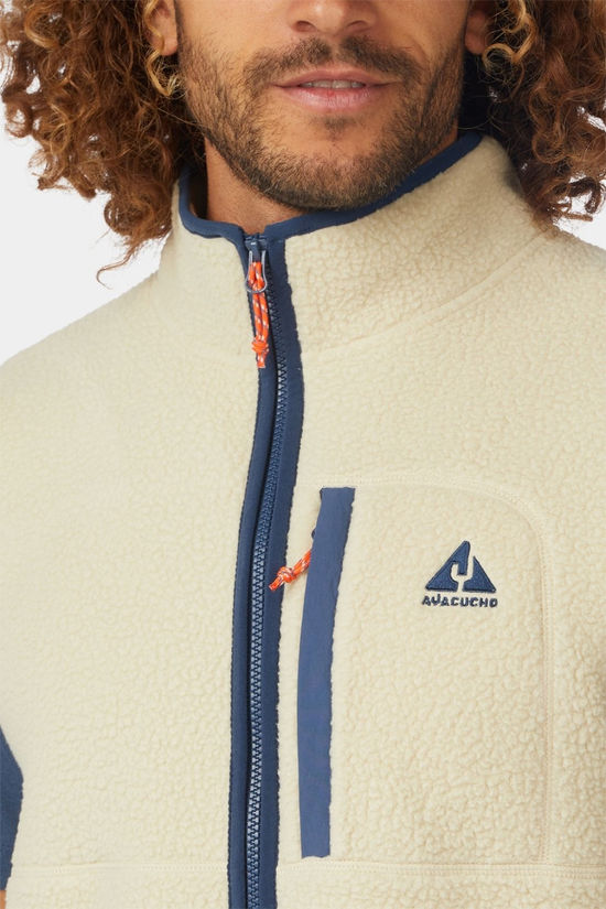 Ayacucho Mens Lautaro Sherpa Vest Ecru/Sargasso Sea