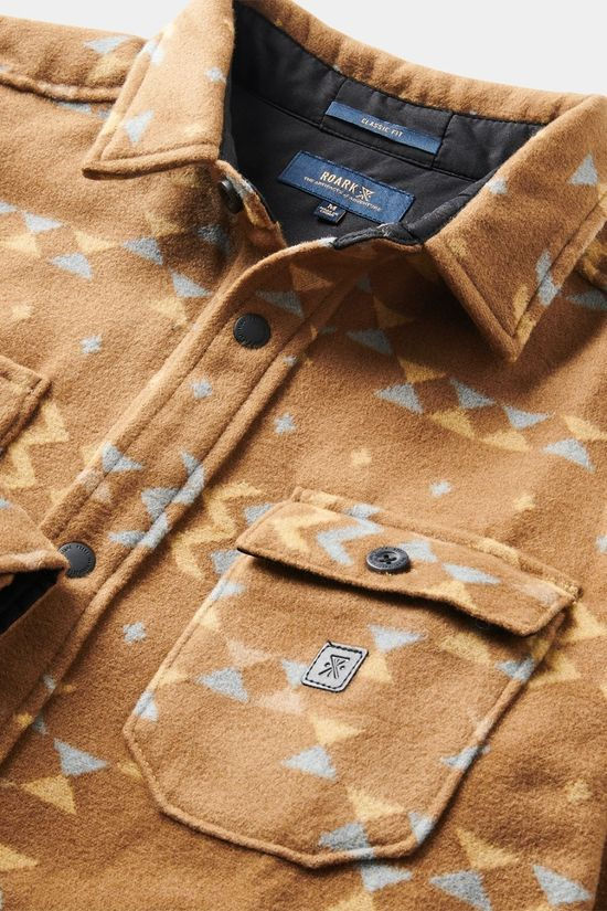 Roark Mens Andes Flannel Overshirt Dark Khaki