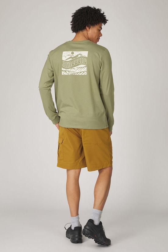 Ayacucho Mens Hillside Organic Long Sleeve T-Shirt Moss