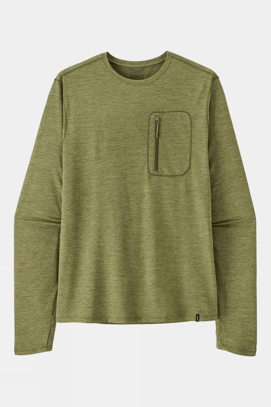 Patagonia Mens Capilene Cool Sun Long Sleeve T-Shirt  Caper Green - Buckhorn Green X-Dye