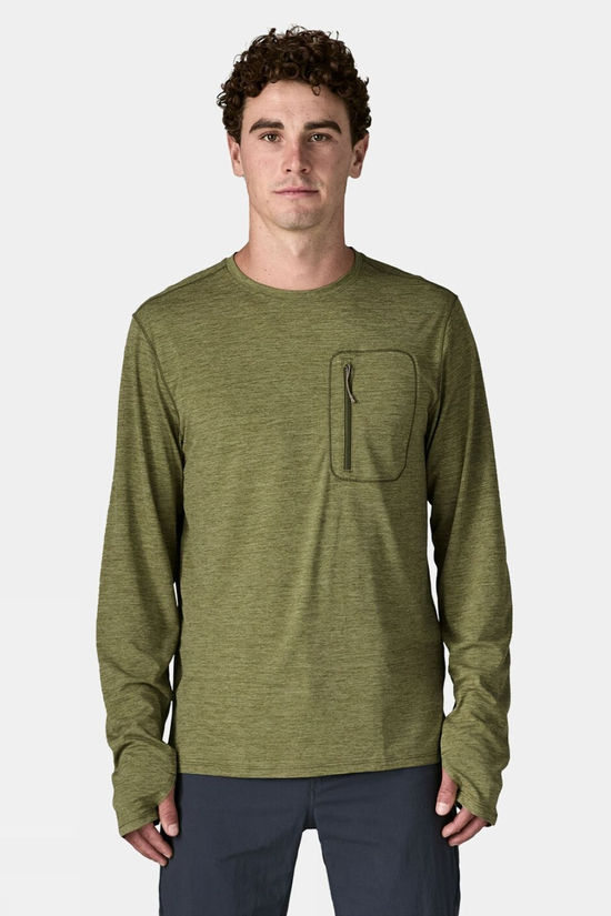 Patagonia Mens Capilene Cool Sun Long Sleeve T-Shirt  Caper Green - Buckhorn Green X-Dye