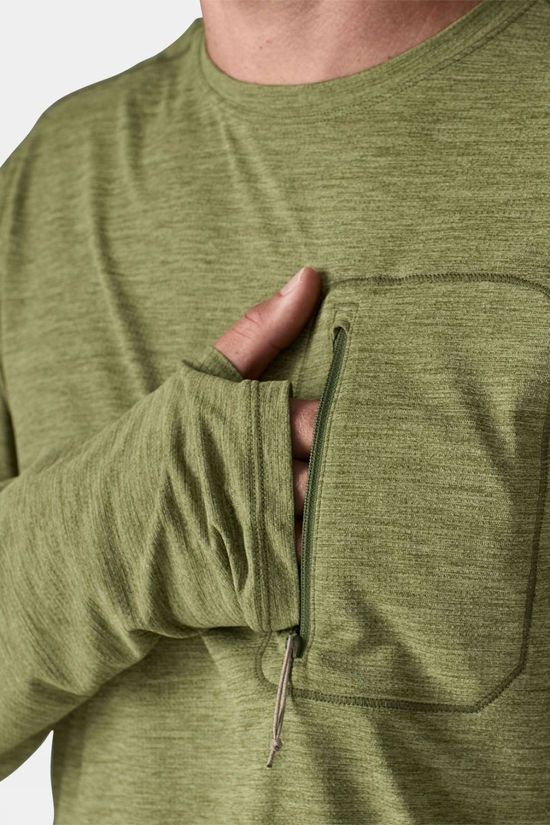 Patagonia Mens Capilene Cool Sun Long Sleeve T-Shirt  Caper Green - Buckhorn Green X-Dye
