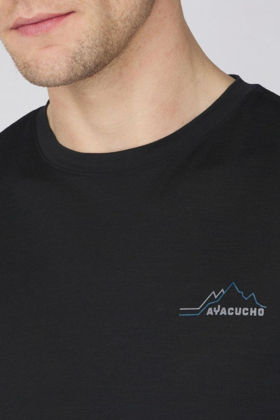 Ayacucho Mens Ridge Trail Merino Short Sleeve T-Shirt Black Te