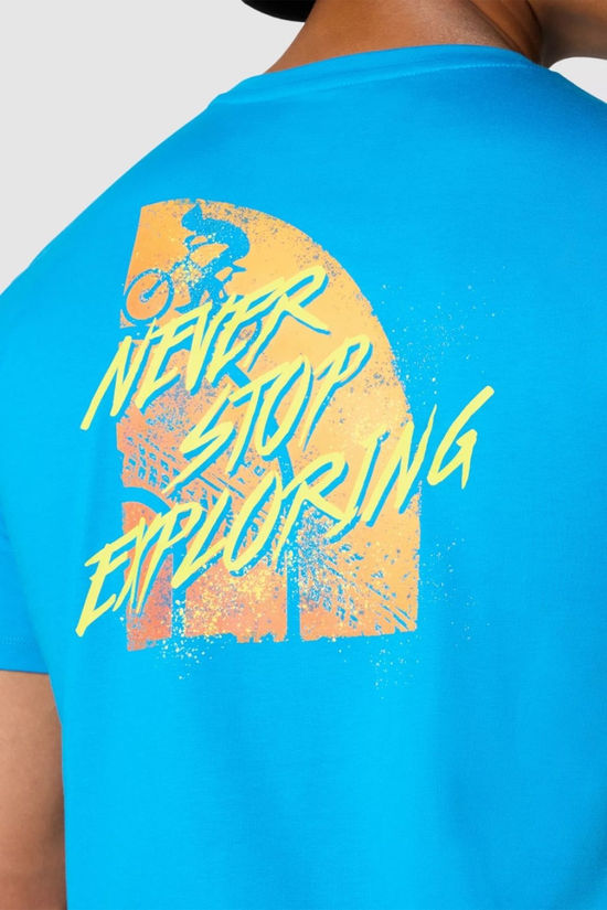 The North Face Mens Foundation Tracks Graphic T-Shirt Skyline Blue