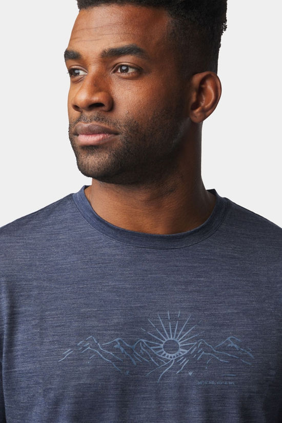 Ayacucho Mens Red Rock Merino T-Shirt Navy