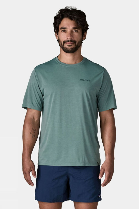Patagonia Mens Cap Cool Daily T-Shirt - Boardshort Logo Blue Sage - Light Blue Sage X-Dye