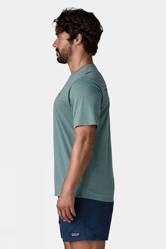 Patagonia Mens Cap Cool Daily T-Shirt - Boardshort Logo Blue Sage - Light Blue Sage X-Dye