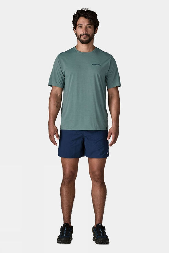 Patagonia Mens Cap Cool Daily T-Shirt - Boardshort Logo Blue Sage - Light Blue Sage X-Dye