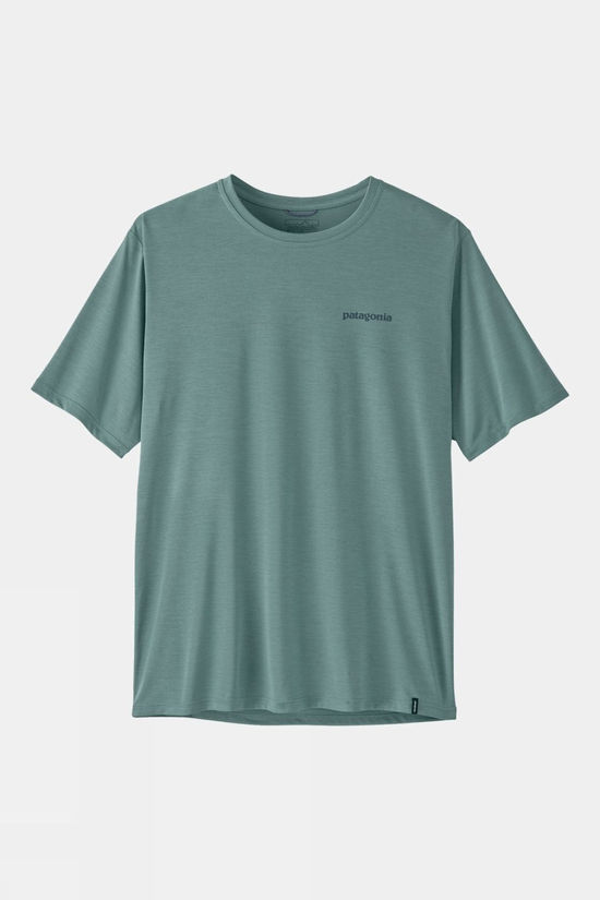 Patagonia Mens Cap Cool Daily T-Shirt - Boardshort Logo Blue Sage - Light Blue Sage X-Dye
