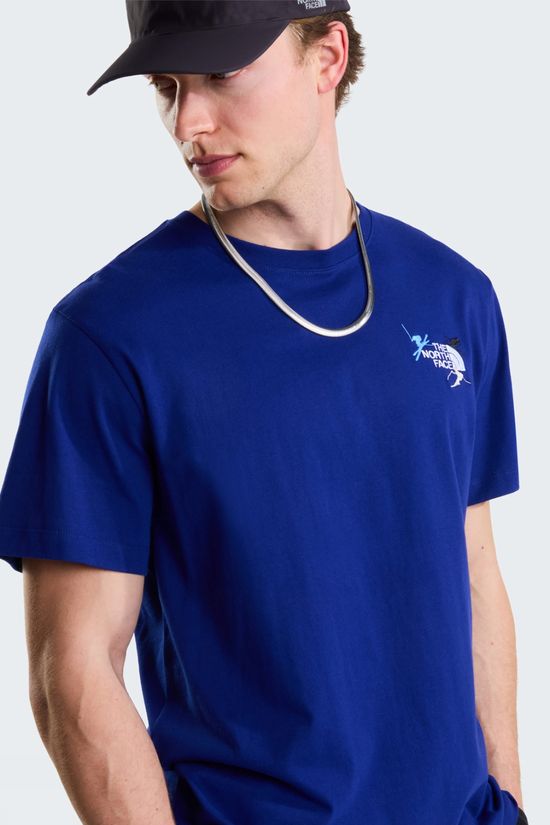 The North Face Mens Off Piste Embroidered Graphic T-Shirt Bold Blue