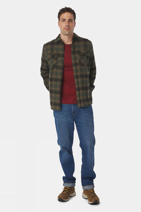 Ayacucho Mens Heavy Flannel Shirt Olive Check