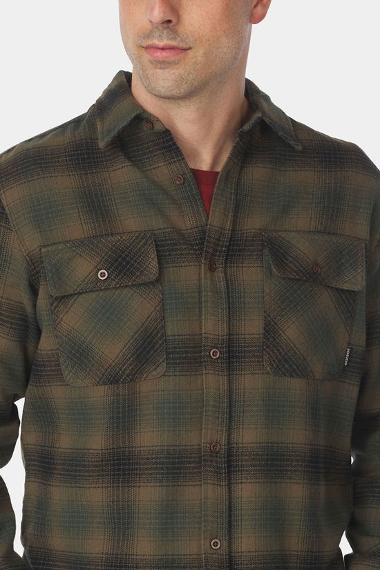 Ayacucho Mens Heavy Flannel Shirt Olive Check
