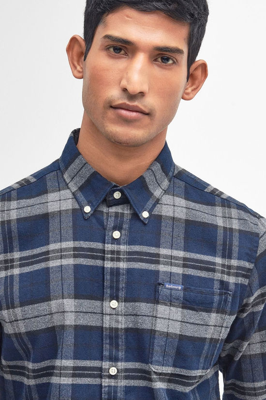 Barbour Mens Betsom Tailored Checked Shirt Grey Marl