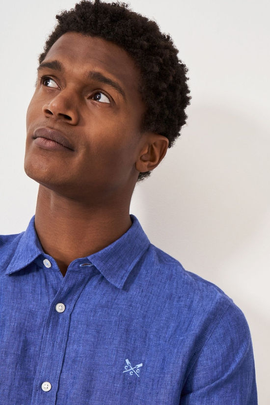 Crew Clothing Mens Short Sleeve Linen Shirt Ampblutwi