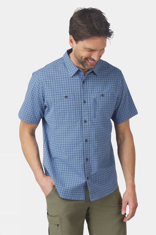 Ayacucho Mens Hiker Shirt Ensign Blue Check