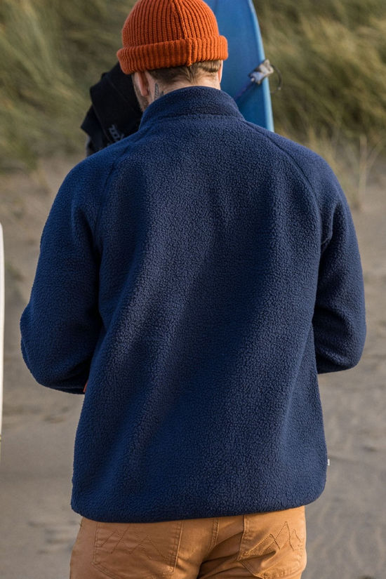 Passenger Mens Tripper 2.0 Full Zip Recycled Sherpa Fleece Navy