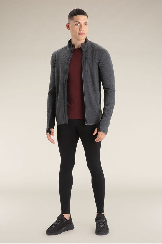 Icebreaker Mens Descender Full Zip Fleece Jacket Jet Hthr/Black