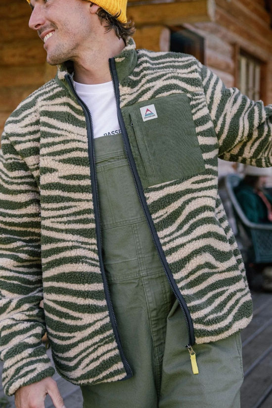 Passenger Mens Trekker Recycled Deep-Pile Sherpa Fleece Strata Khaki