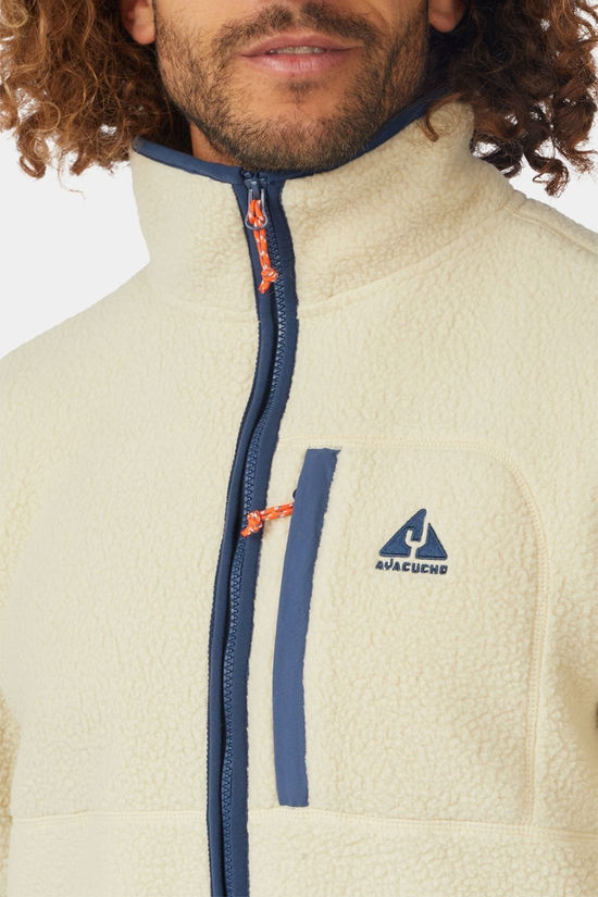 Ayacucho Mens Lautaro Sherpa Jacket Ecru/Sargasso Sea