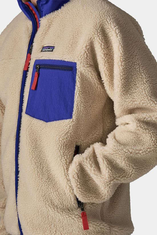 Patagonia Mens Classic Retro-X Fleece Jacket Dark Natural W/Cobalt Blue