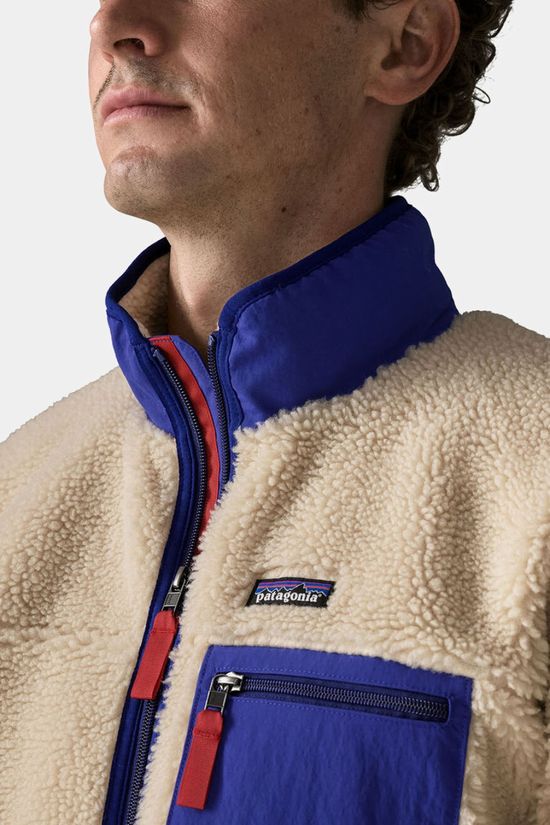 Patagonia Mens Classic Retro-X Fleece Jacket Dark Natural W/Cobalt Blue