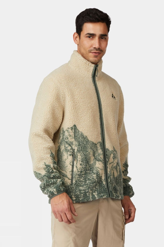 Ayacucho Mens Striding Landscape Full Zip Fleece Turtledove/Sage Leaf