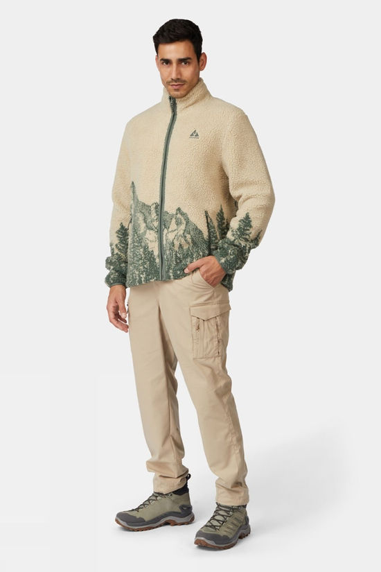 Ayacucho Mens Striding Landscape Full Zip Fleece Turtledove/Sage Leaf
