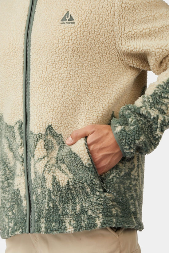 Ayacucho Mens Striding Landscape Full Zip Fleece Turtledove/Sage Leaf
