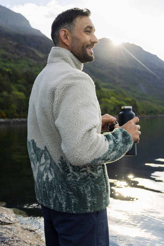 Ayacucho Mens Striding Landscape Full Zip Fleece Turtledove/Sage Leaf