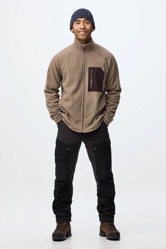 Fjallraven Mens Kaipak Fleece Jacket Suede Brown-Black Oak