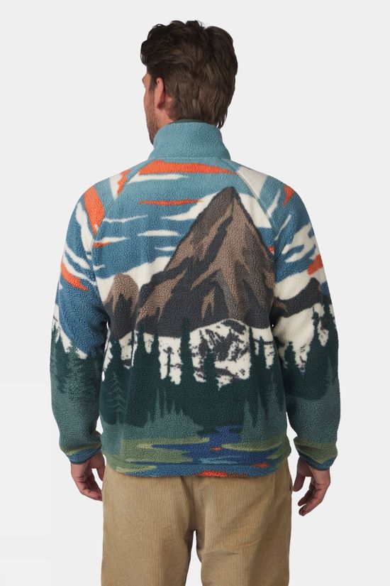 Ayacucho Mens Stonecrop Full Zip Fleece Orange Rust Pattern