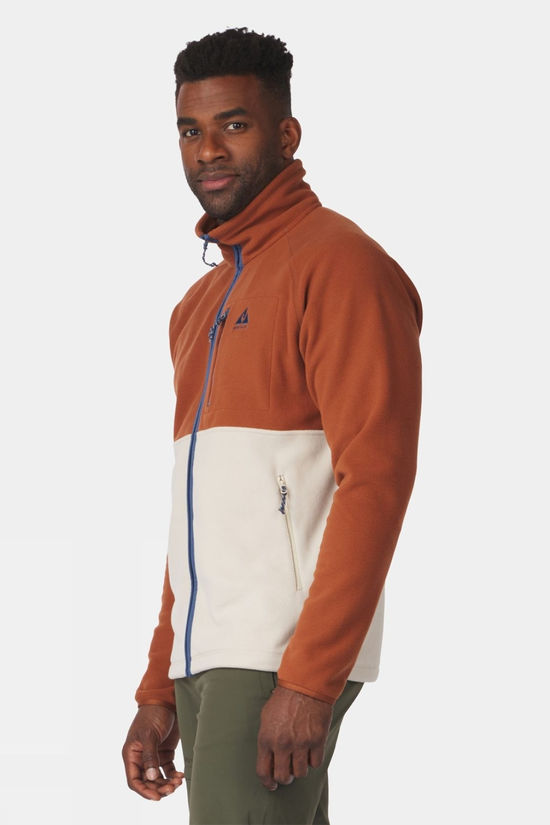 Ayacucho Mens Venture Colourblock Full Zip Fleece Jacket Coconet Shell/ Pumice Stone