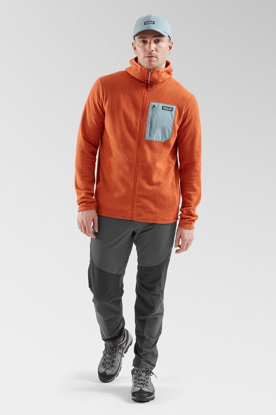 Patagonia Mens R1 Air Full-Zip Hoodie Fleece Jacket Coal Orange