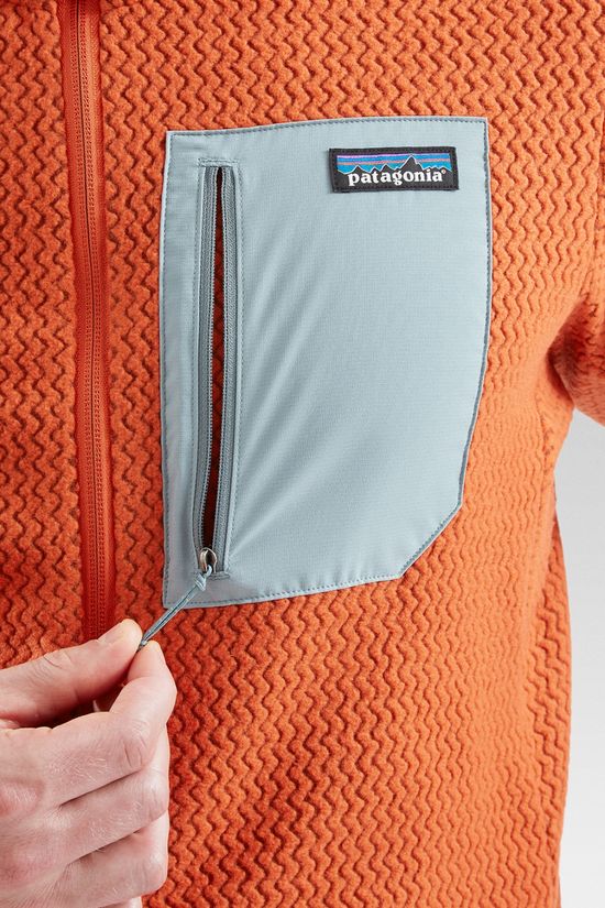 Patagonia Mens R1 Air Full-Zip Hoodie Fleece Jacket Coal Orange
