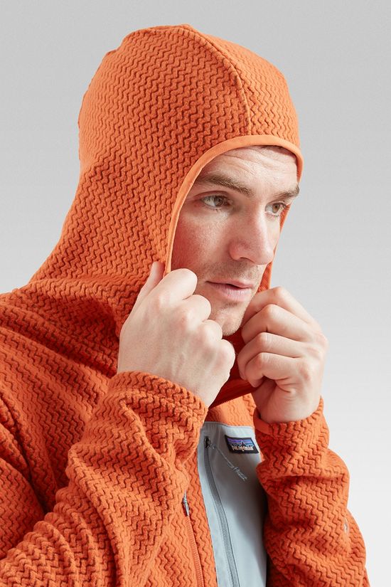 Patagonia Mens R1 Air Full-Zip Hoodie Fleece Jacket Coal Orange