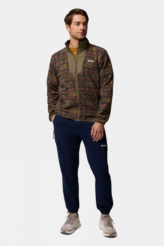 Columbia Mens Sequoia Grove Printed Fleece Jacket Stone Green Horizons