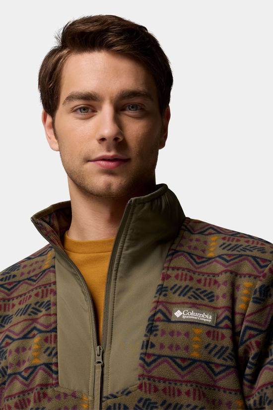 Columbia Mens Sequoia Grove Printed Fleece Jacket Stone Green Horizons