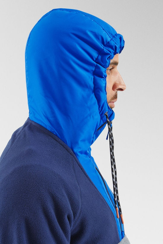 Passenger Mens Woodland Hooded 1/2 Zip Recycled Polar Fleece Rich Navy/Grey Marl