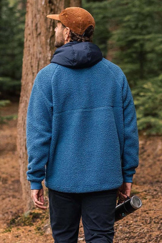 Passenger Mens Woodland Recycled Polar-Lined Sherpa Fleece Blue Steel