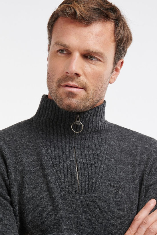Barbour Mens Essential Half Zip Jumper Charcoal