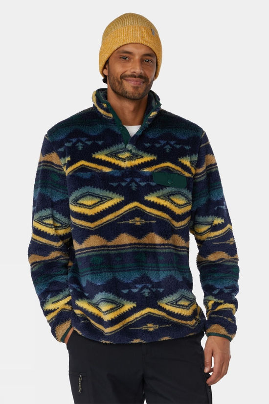 Ayacucho Mens Colorado High Loft Snap Fleece Navy/Pine Grove Print